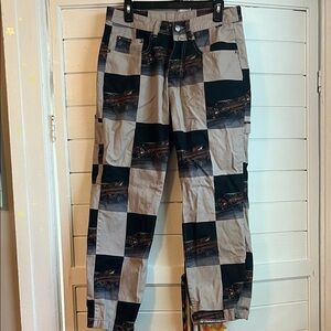 The Hundreds Black and Tan Checkered Cargo Pants